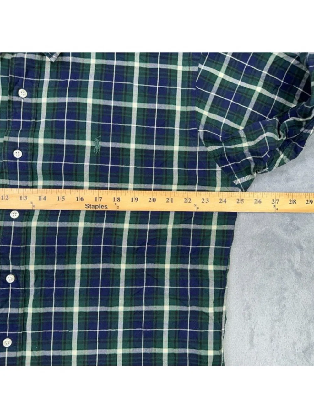 Ralph Lauren Blake Shirt Mens M Plaid Button Up Navy Green Preppy Oxford Casual